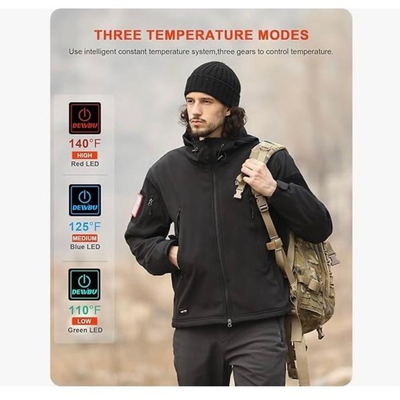 Heated Black Jacket, Men’s Medium - Picture 12 of 14